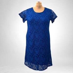 ELEGANT Fashion Royal Blue Stretch Lace Dress, EU Size 48 / US Size 16